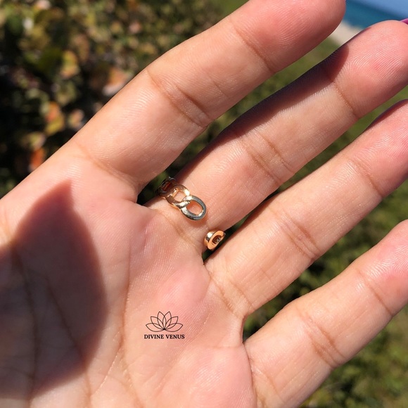 Curb Chain Cuff Ring | Gold Plated Brass | Size 6 - Picture 8 of 8